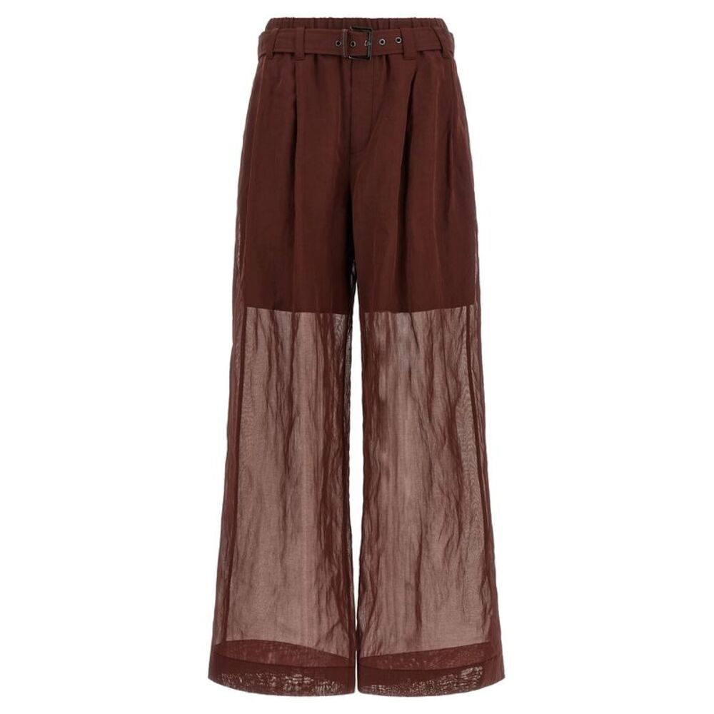 Brunello Cucinelli Bordeaux Cotton Flared Women's Pants